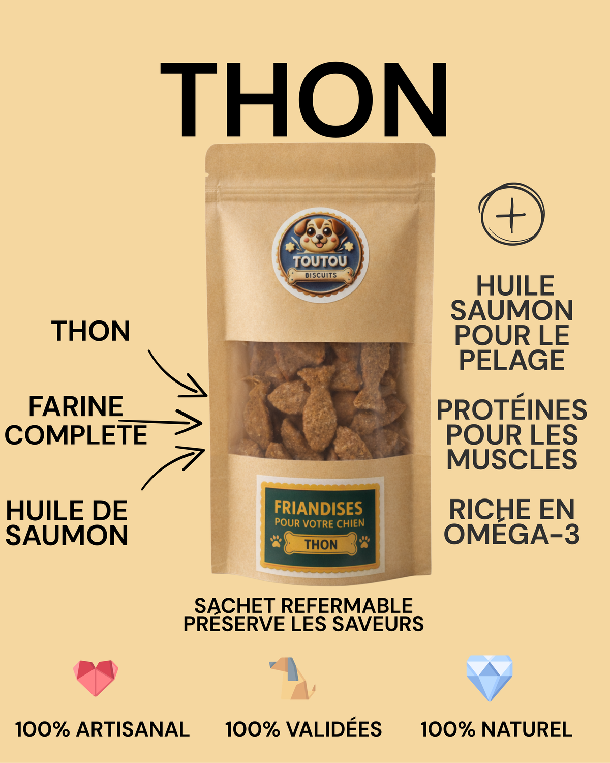 Friandises au THON (avec de l'huile de saumon)